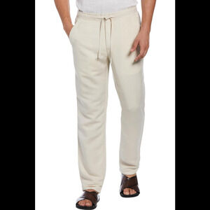 WynneCollection Men's Linen-Blend Pants Drawstring Silver Lining